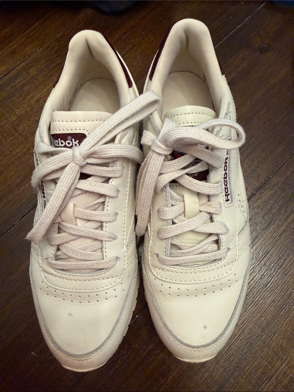 Reebok Women's Sneakers in Cream with Maroon Accents